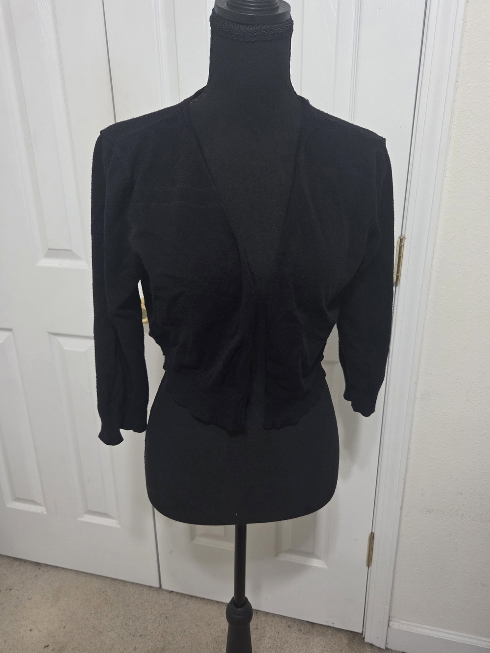 Black Cropped Open-Front Shrug